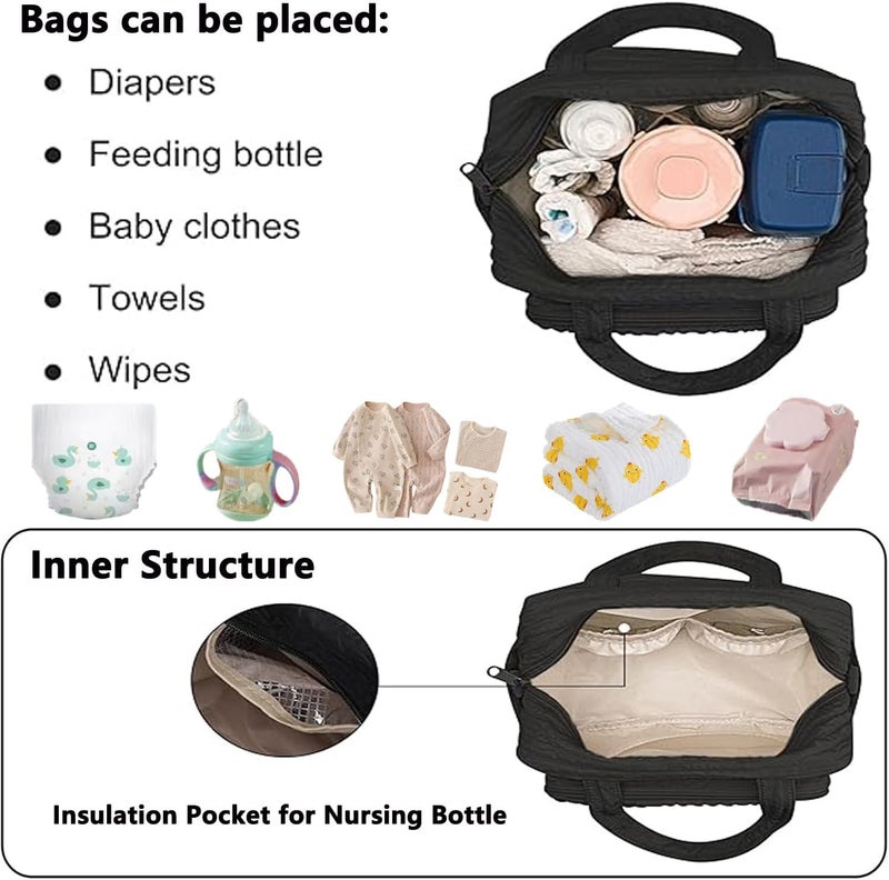 NIKUKY Baby Diaper Bag Tote, Cute Small Crossbody Nappy Mommy Bag, Lightweight Travel & Hospital Multifunction Storage Tote - Image 5